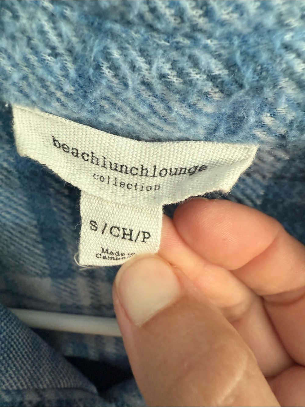 Women’s Beach Lunch Lounge Blue Plaid Flannel Shirt - Classic Button-Up - Picture 3 of 3